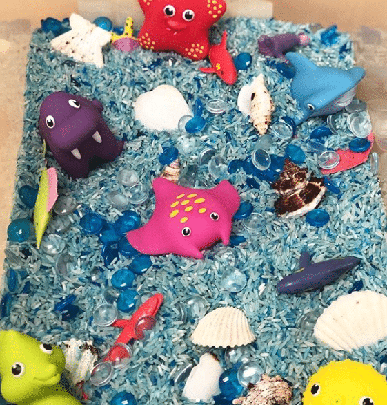 Birthday Sensory Bin - Kinetic Sand