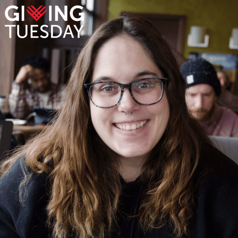 Audiology Client with GivingTuesday logo in the left hand corner
